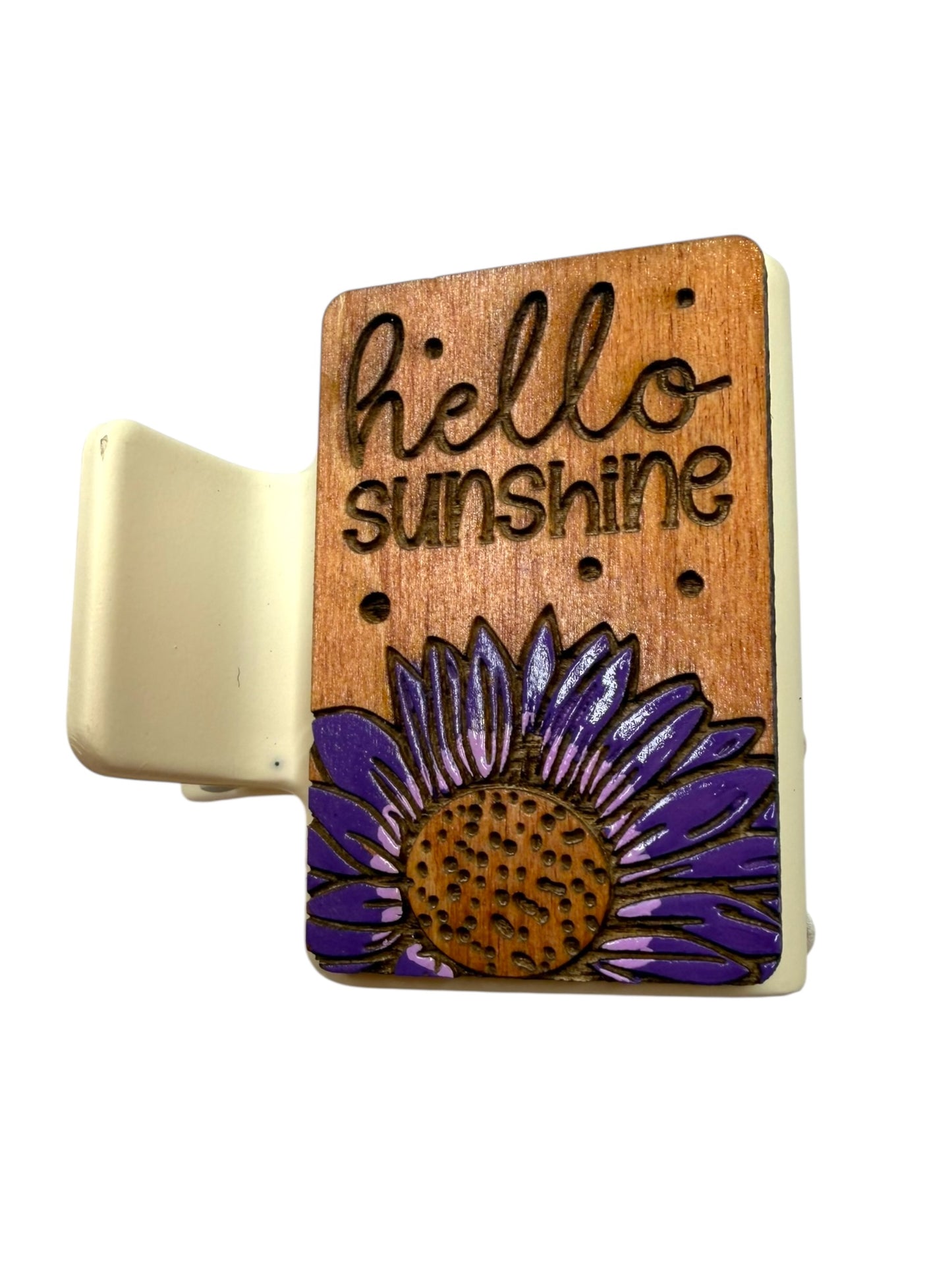 Hello Sunshine Wooden Claw Clip - Small