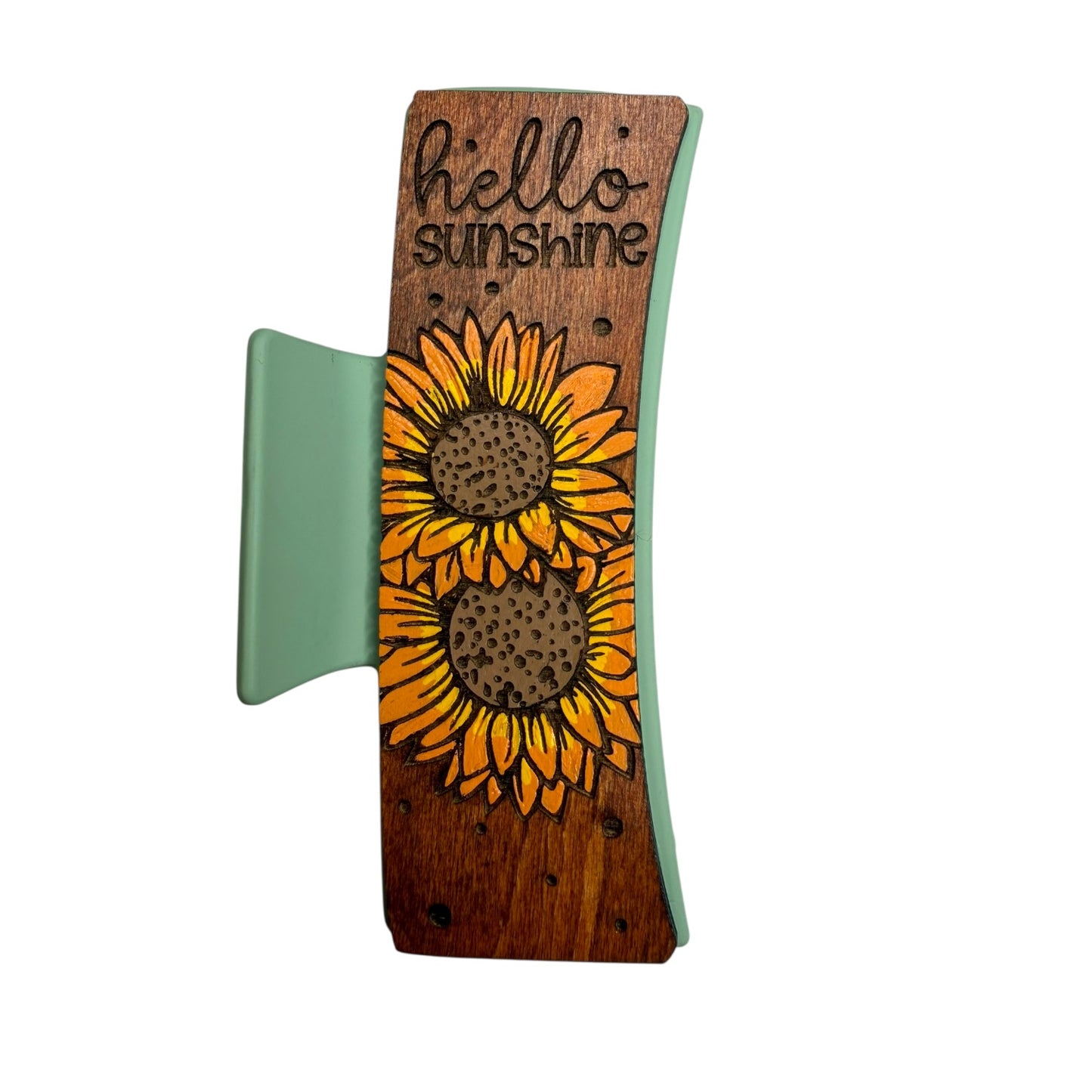Hello Sunshine Wooden Claw Clip - Large