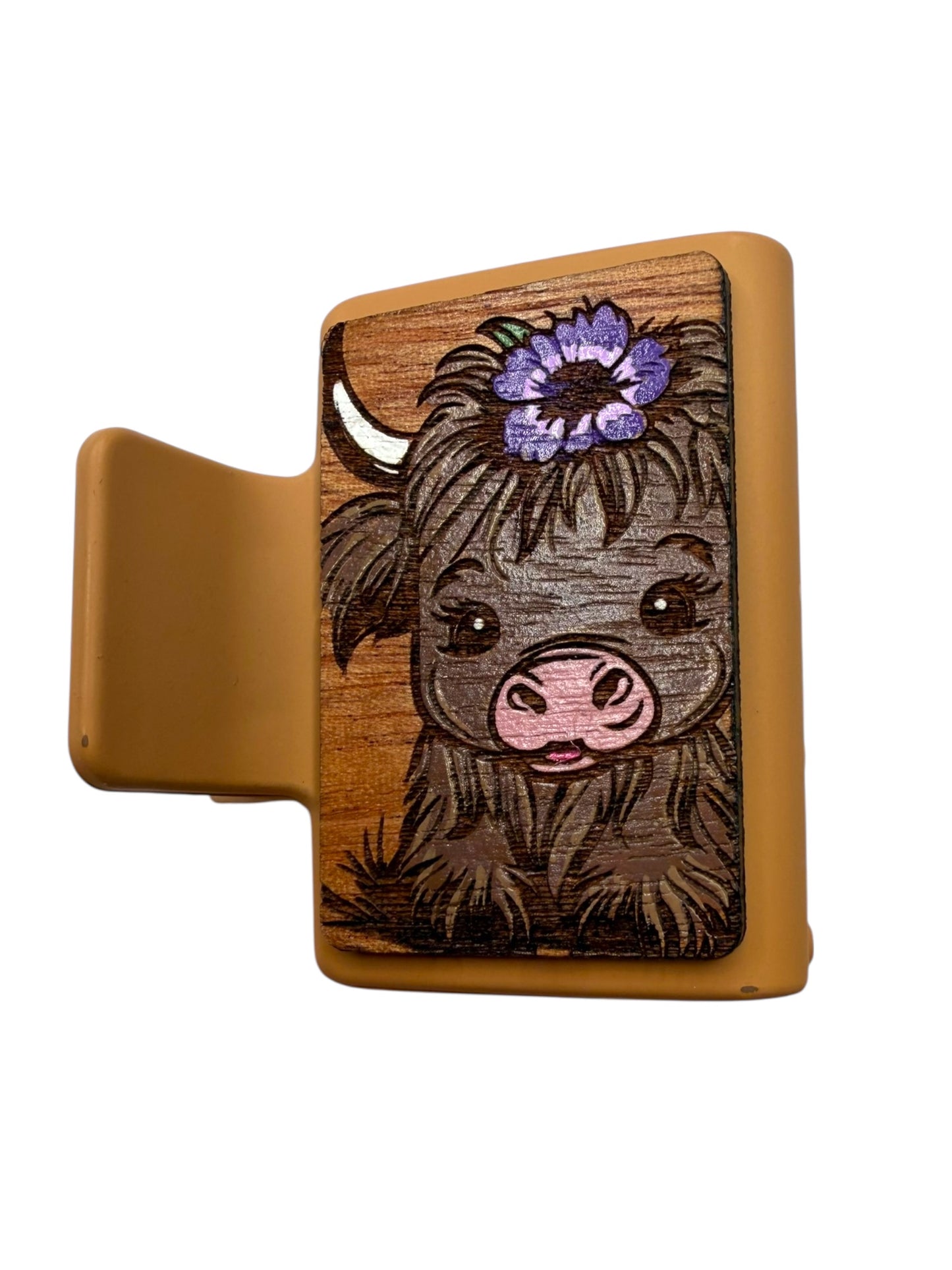 Highland Cow with Flower - Small Hair Claw