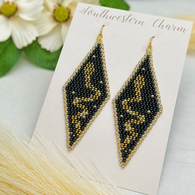 Serpent ⋙⋘ Gold Fringe Beaded popular Earrings