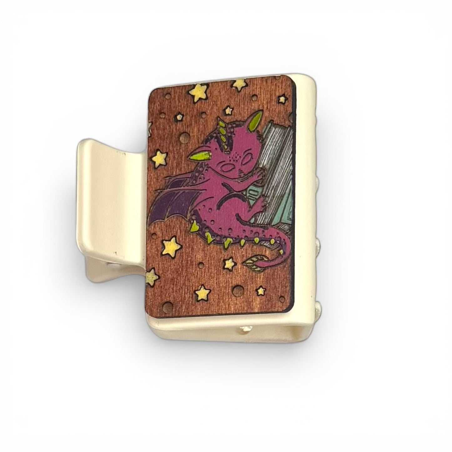 Book Dragon Painted Hair Claw - Small