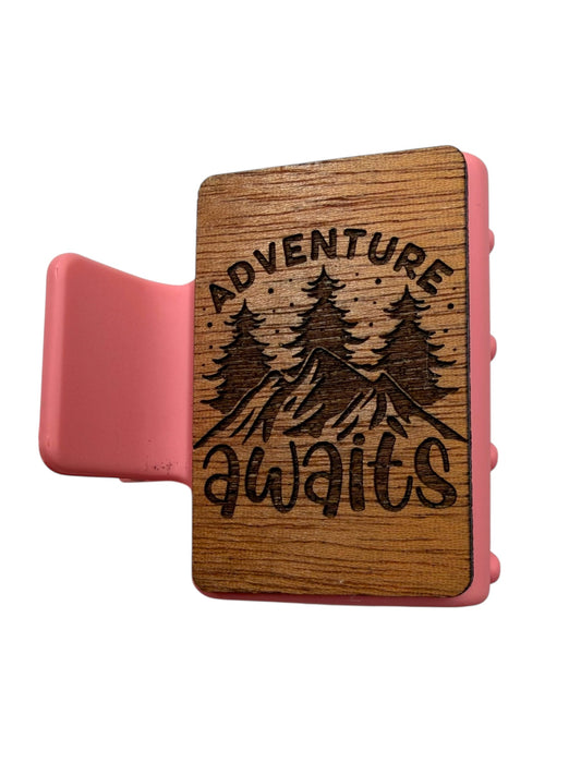 Adventure Awaits - Small Engraved Hair Claw
