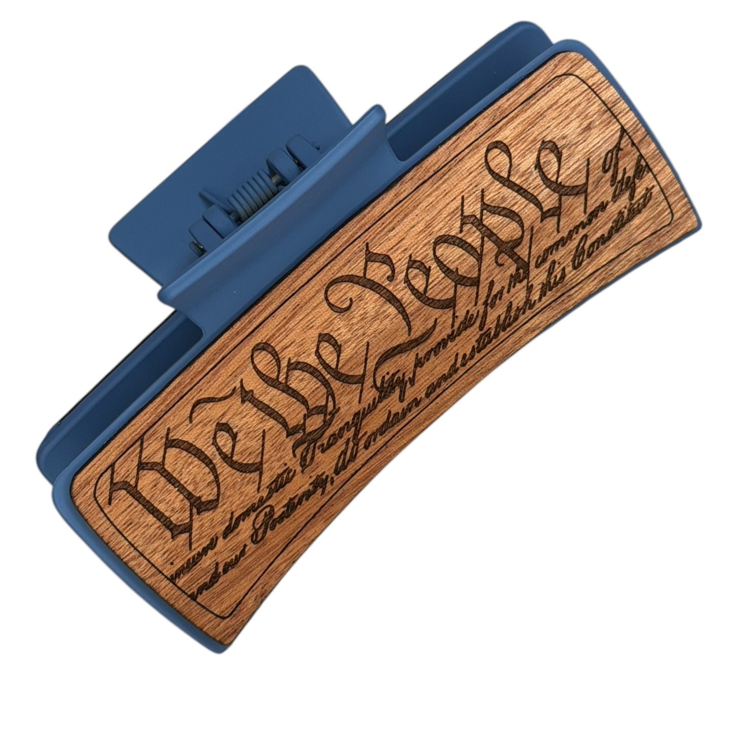 We the People Engraved Wooden Hair Clip - Large 4"