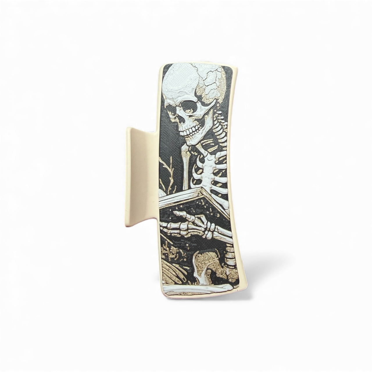 Skeleton Reading Large Hair Claw Clip