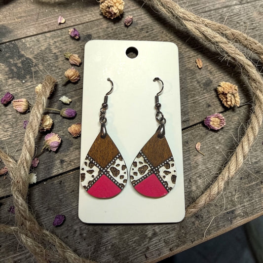 Cow Spot Teardrop Earrings