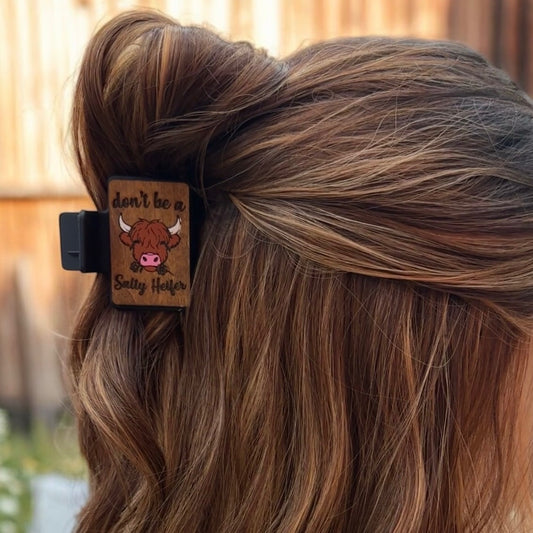 Salty Heifer Engraved Claw Clip - Small Clip