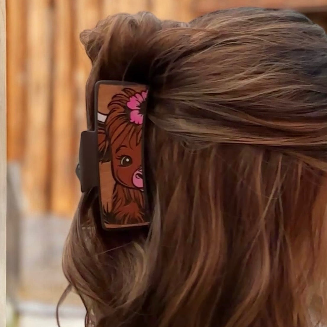 Highland Cow Engraved Claw Clip