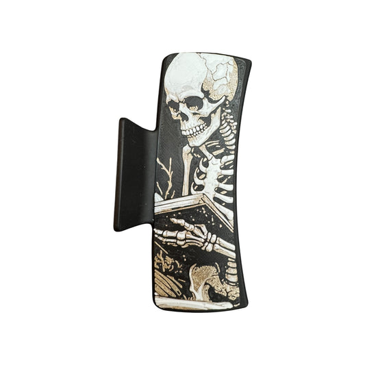 Skeleton Reading Large Hair Claw Clip