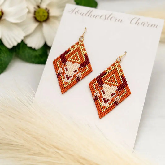 Bull Earrings Diamond Shape No Fringe Samantha