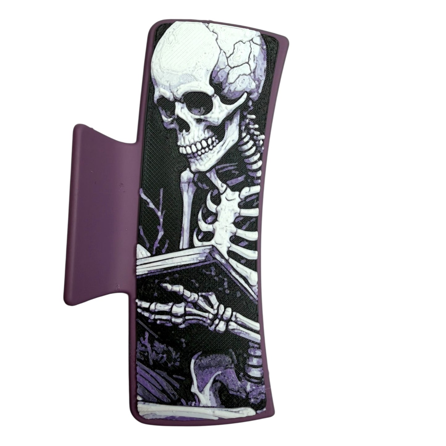 Skeleton Reading Large Hair Claw Clip