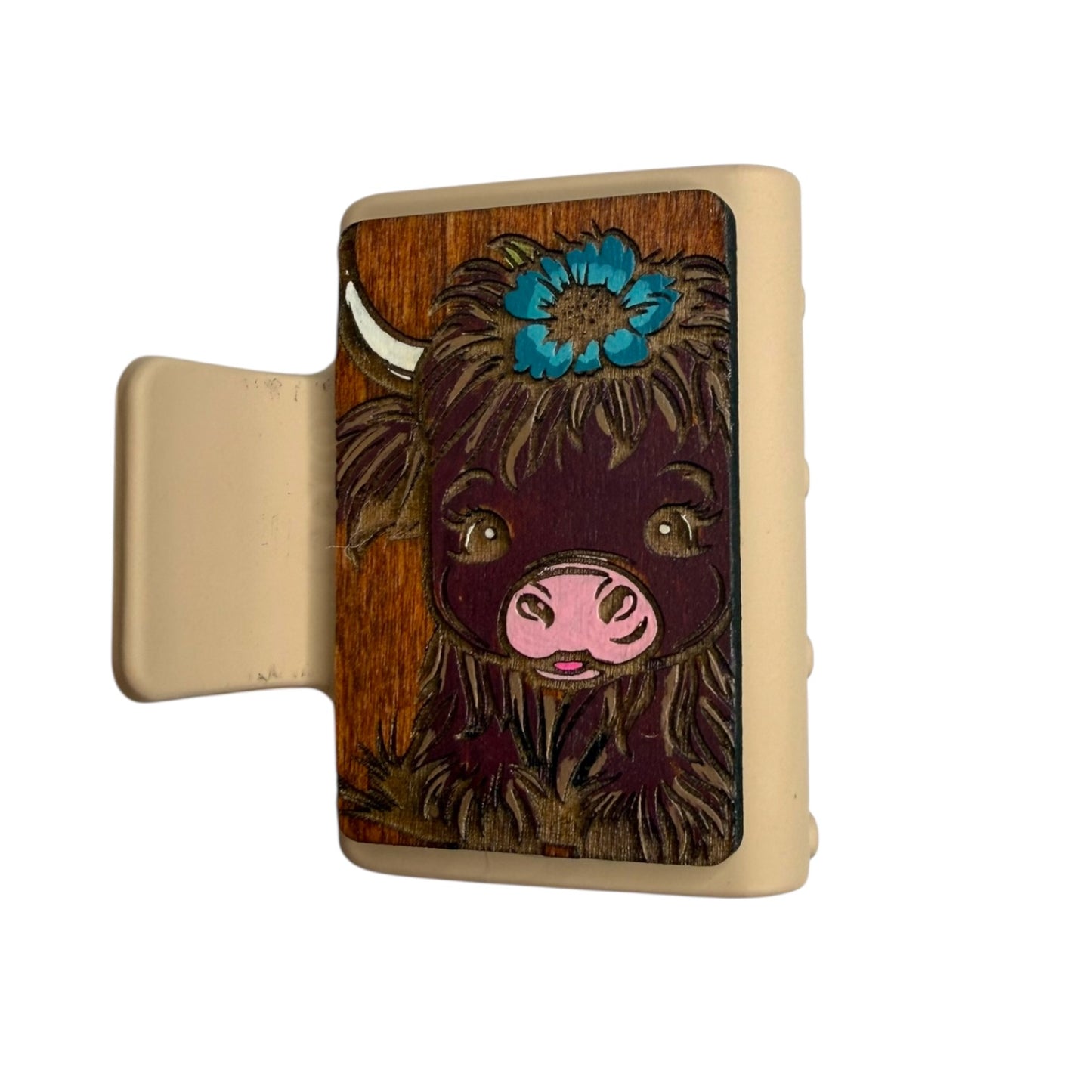 Highland Cow with Flower - Small Hair Claw