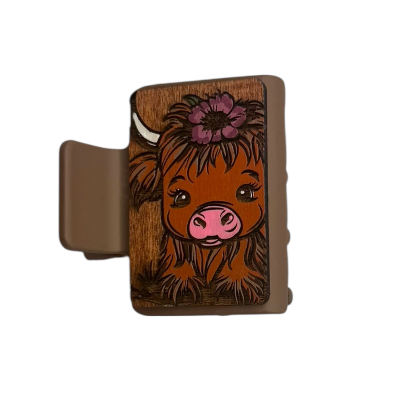 Highland Cow with Flower - Small Hair Claw
