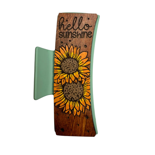 Hello Sunshine Wooden Claw Clip - Large