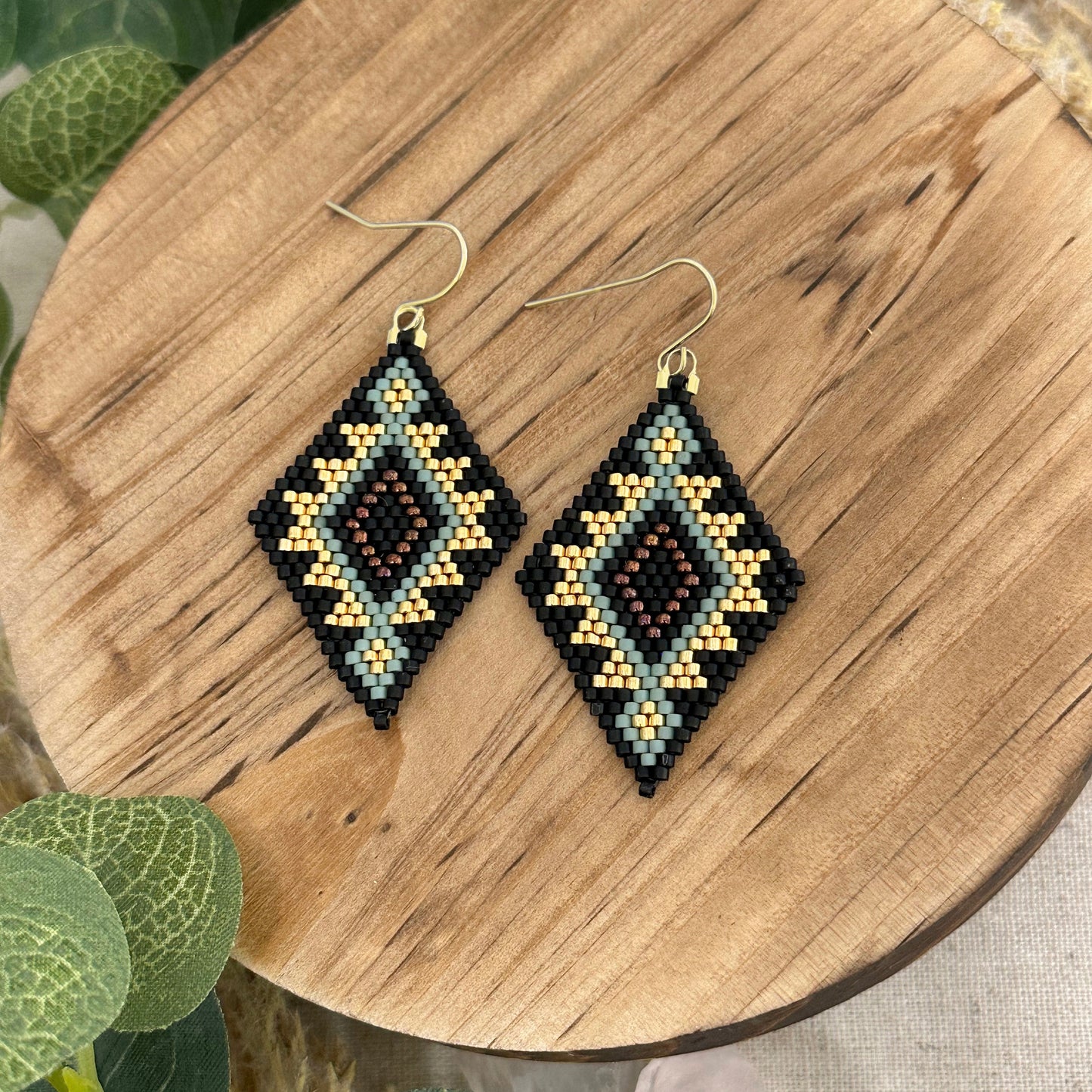 Marsi Beaded diamond Earrings - Southwestern Charm