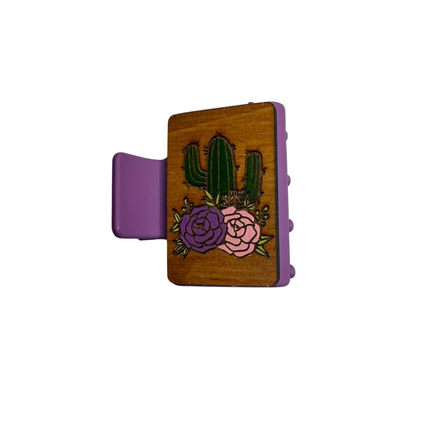 Small Cactus with Flower Hair Claw Clip