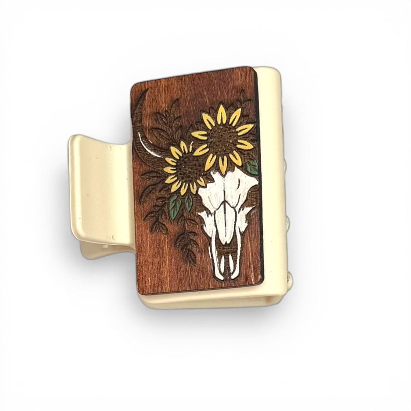 Cow Skull Flower Crown Hair Claw - Small 2"