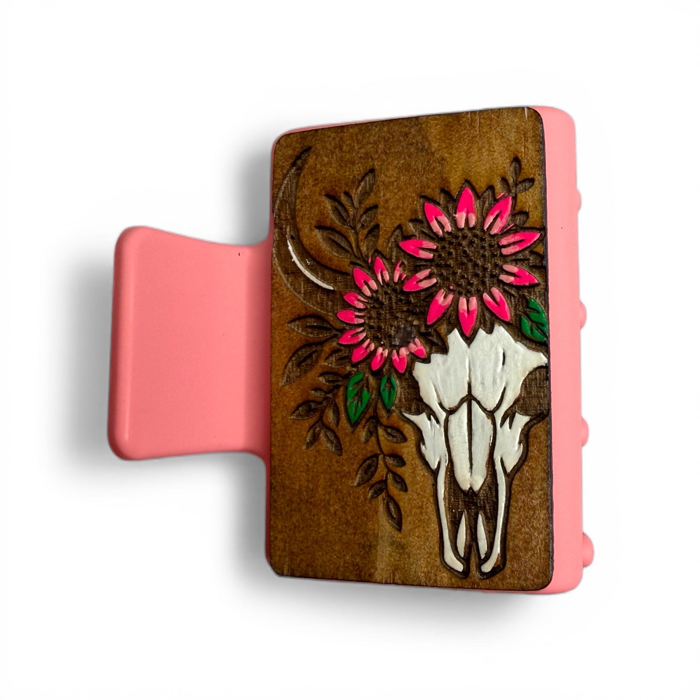 Cow Skull Flower Crown Hair Claw - Small 2"