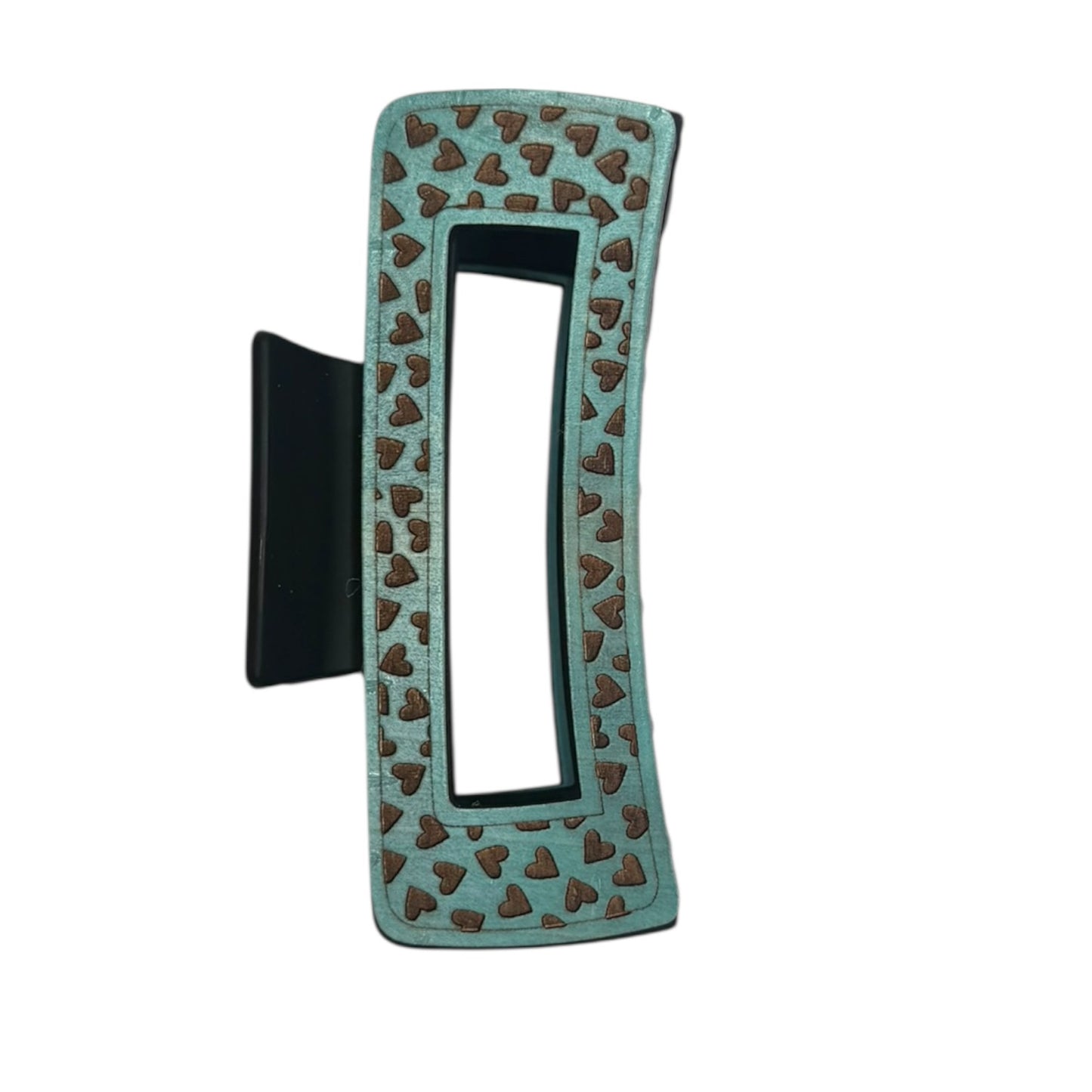 Engraved Hearts Hair Claw Clip - Large 4"