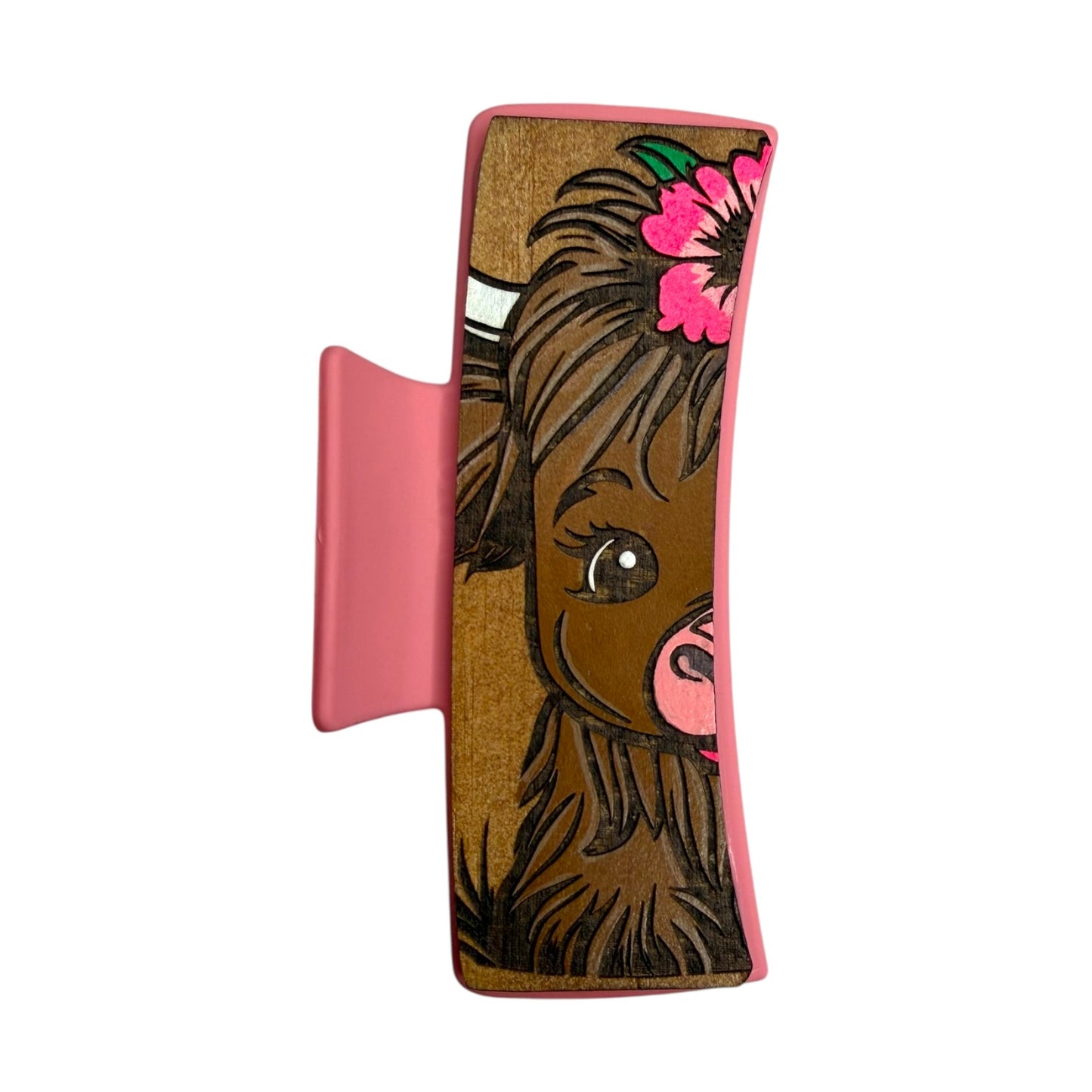 Highland Cow Engraved Claw Clip - Large