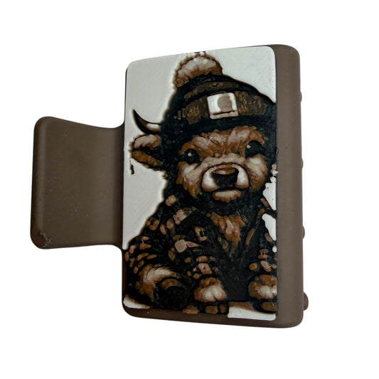 Cow Flannel Small Hair Claw Clip