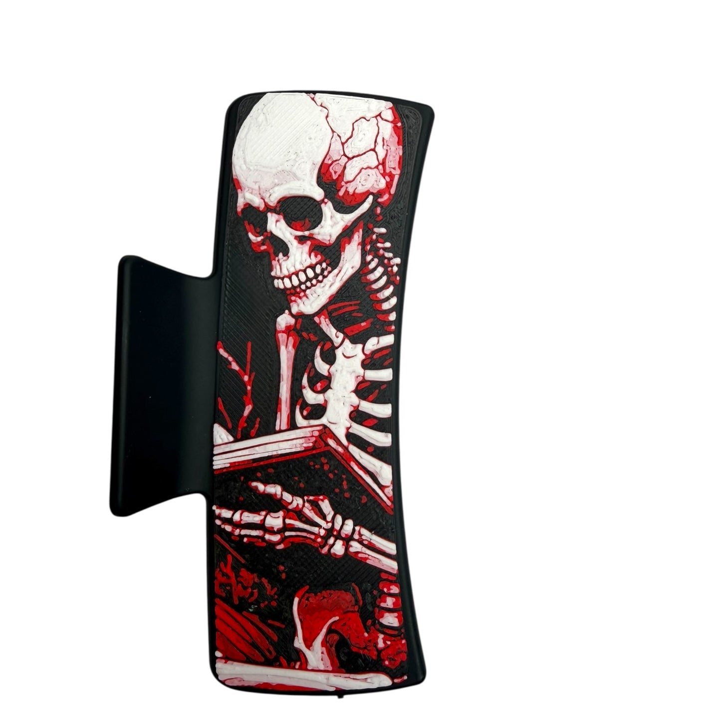 Skeleton Reading Large Hair Claw Clip