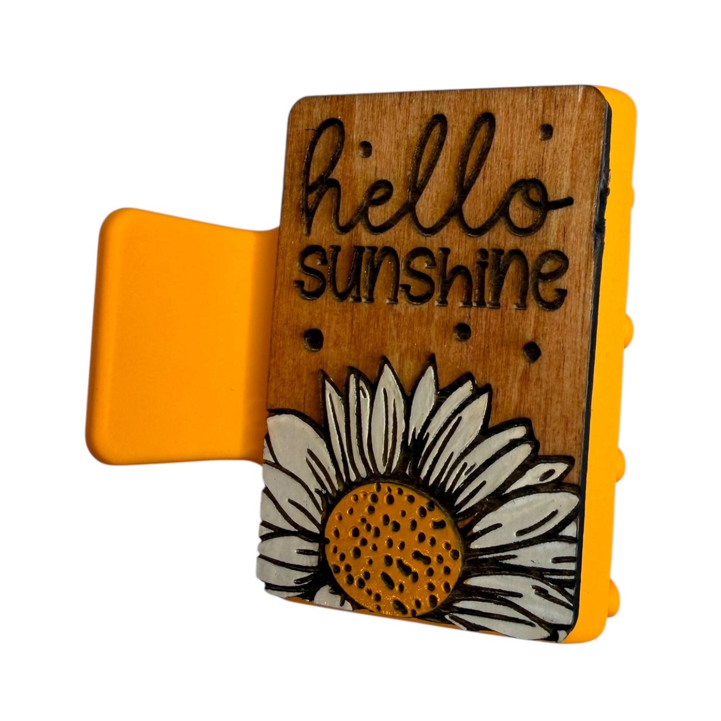 Hello Sunshine Wooden Claw Clip - Small