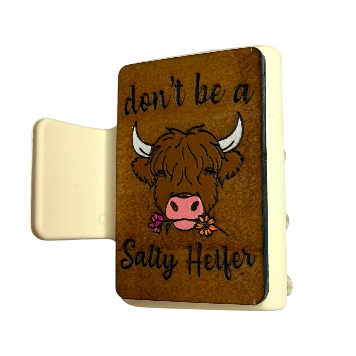 Salty Heifer Engraved Claw Clip - Small Clip