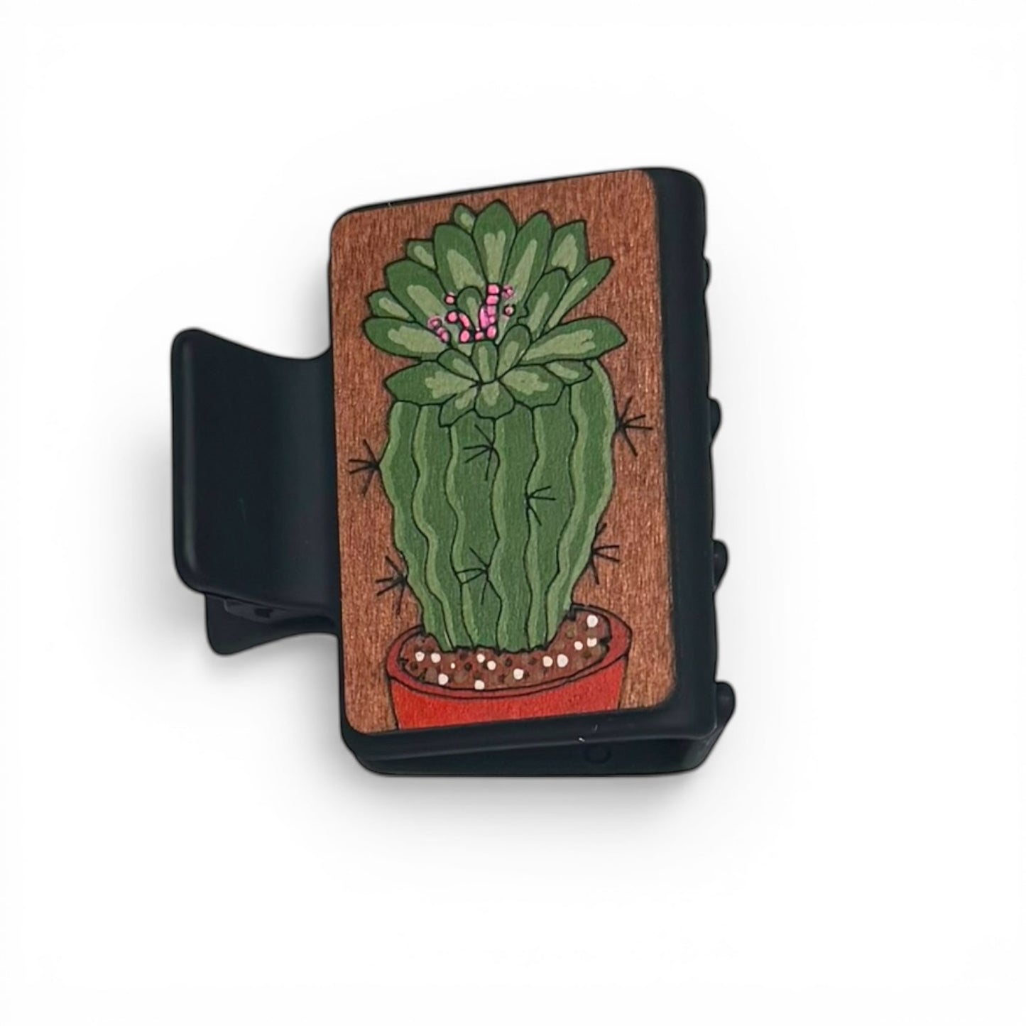 Potted Cactus Painted Hair Clip - Small 2"
