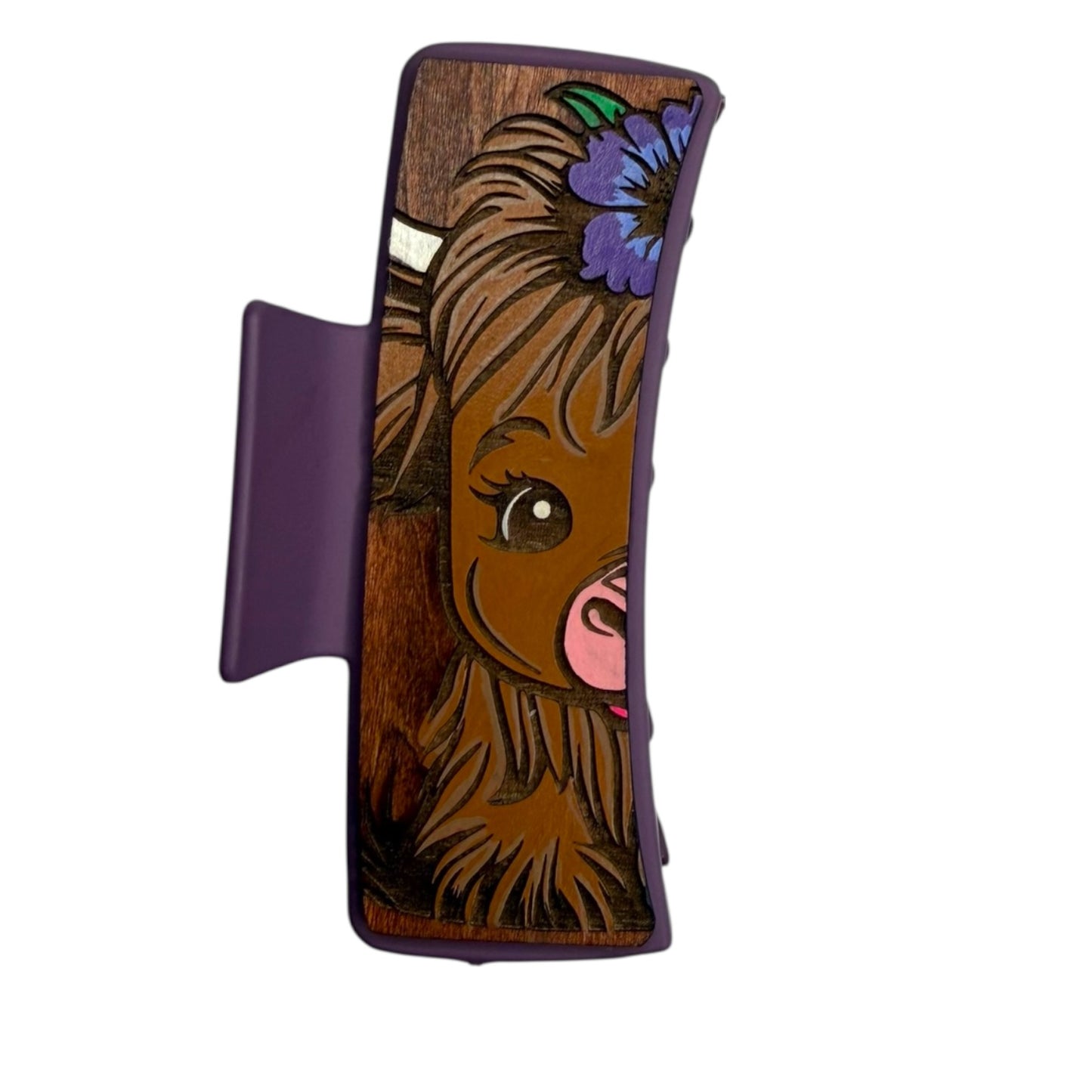 Highland Cow Engraved Claw Clip - Large