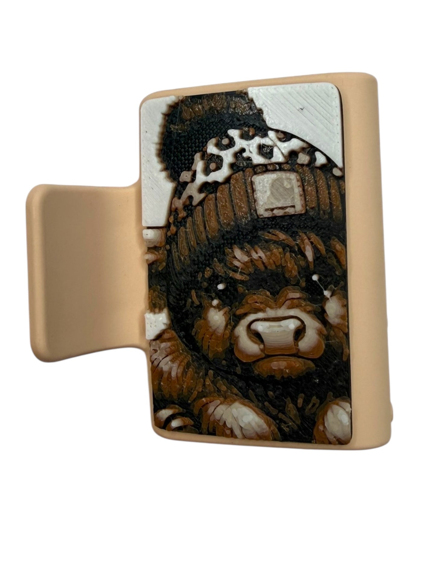 Cow w/Leopard Hat Small Claw Clip