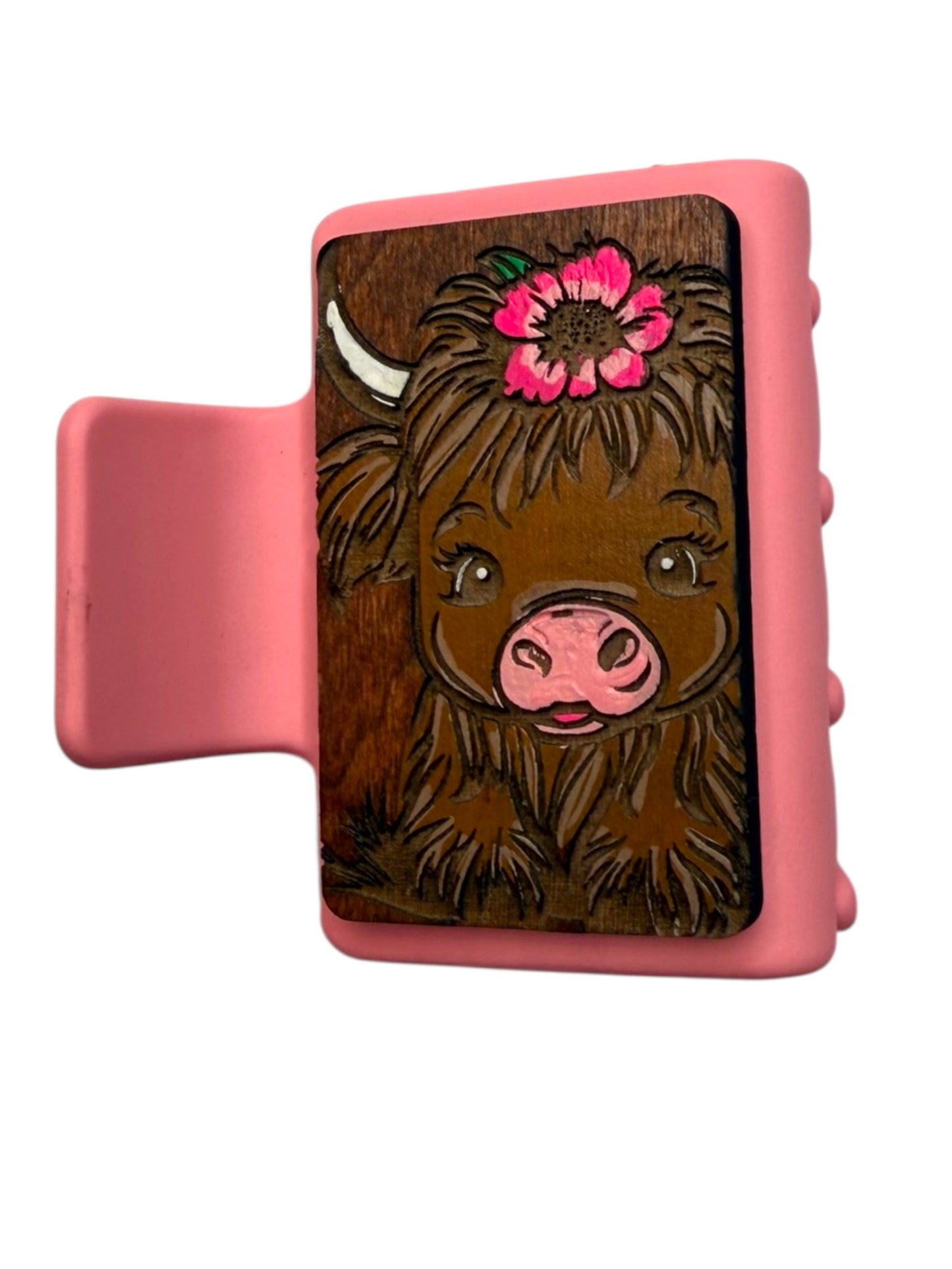 Highland Cow with Flower - Small Hair Claw