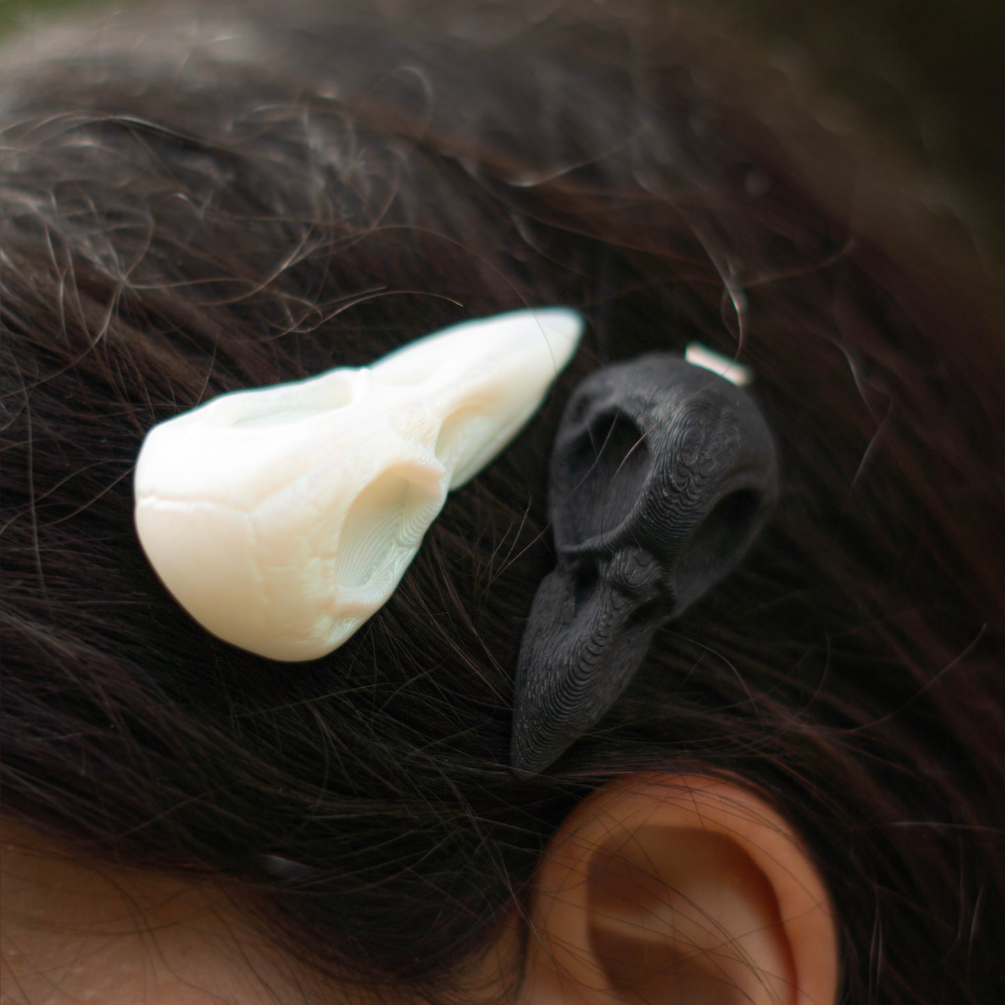 Crow Skull Hair Clip