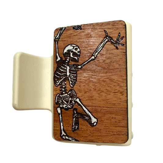 Skeleton Painted - Small Engraved Hair Claw