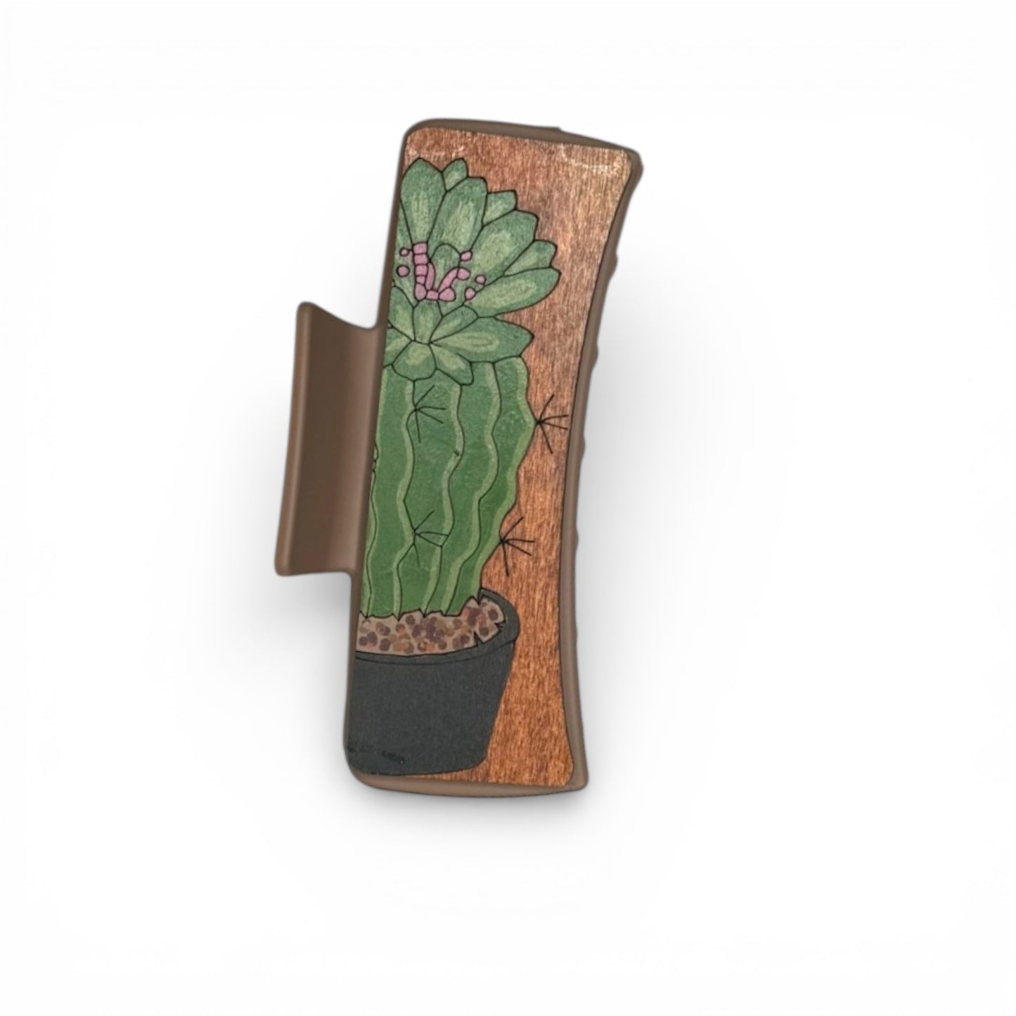 Potted Cactus Large Painted Hair Clip