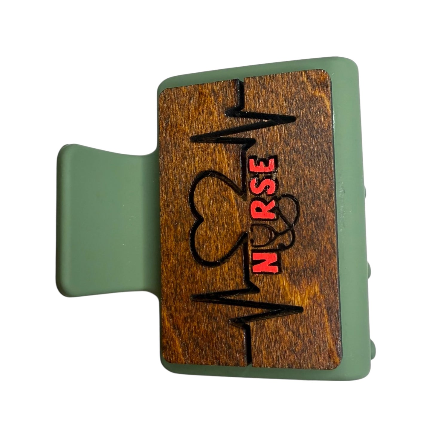 Nurse Engraved Wooden Hair Clip