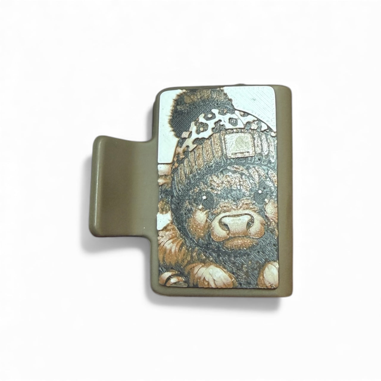 Cow w/Leopard Hat Small Claw Clip