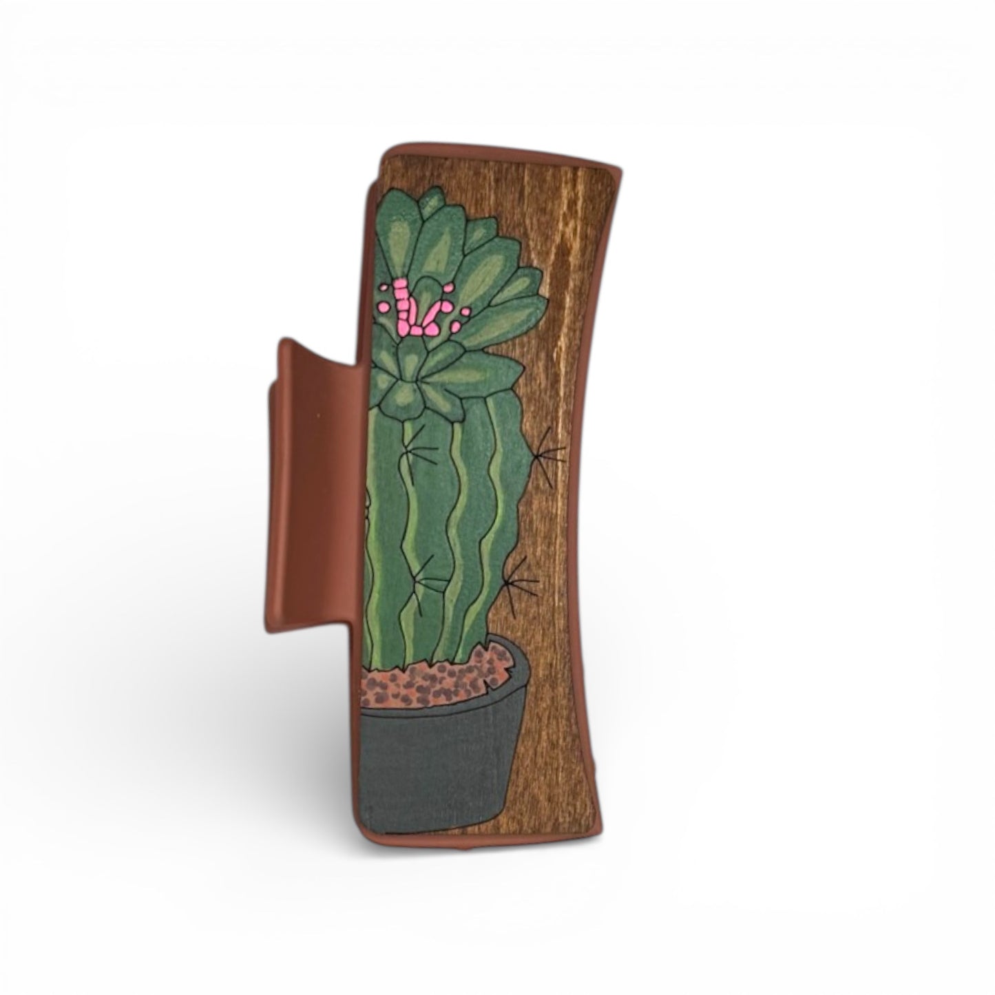 Potted Cactus Large Painted Hair Clip