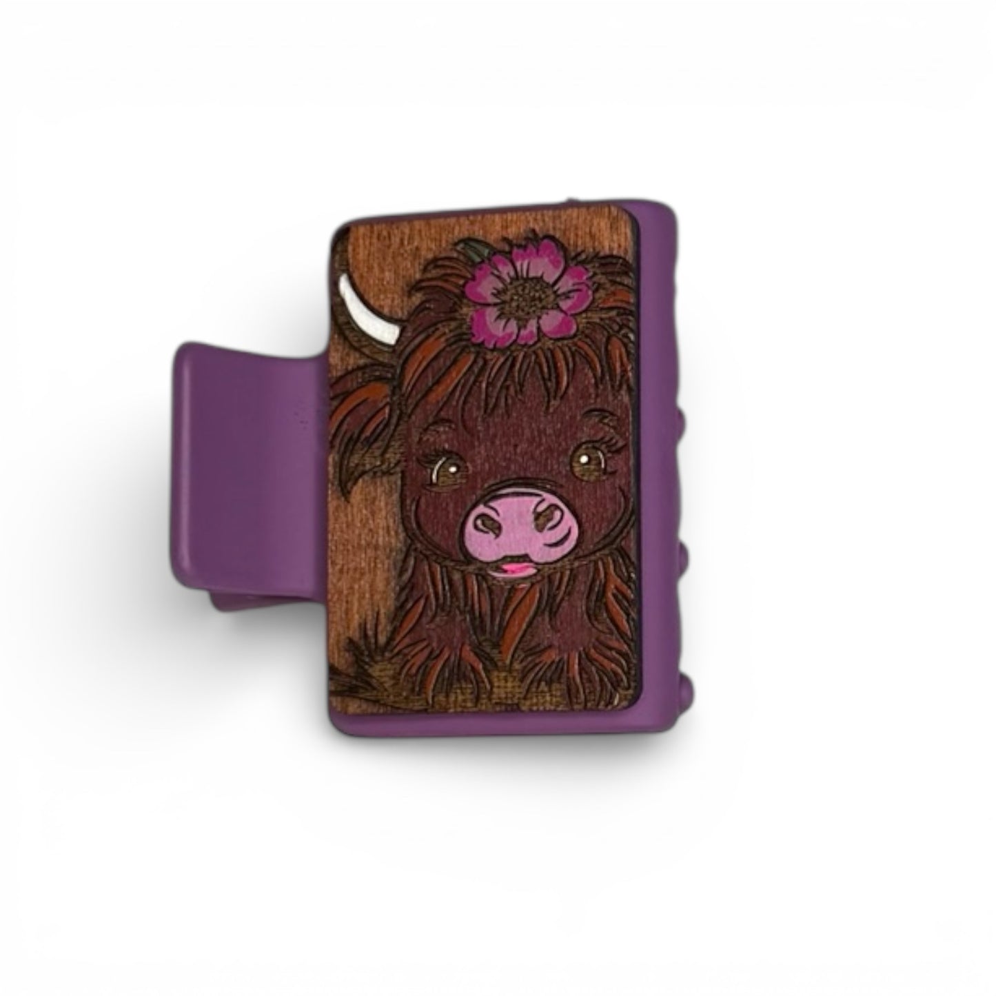 Highland Cow with Flower - Small Hair Claw
