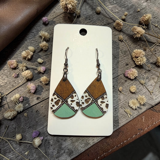 Cow Spot Teardrop Earrings