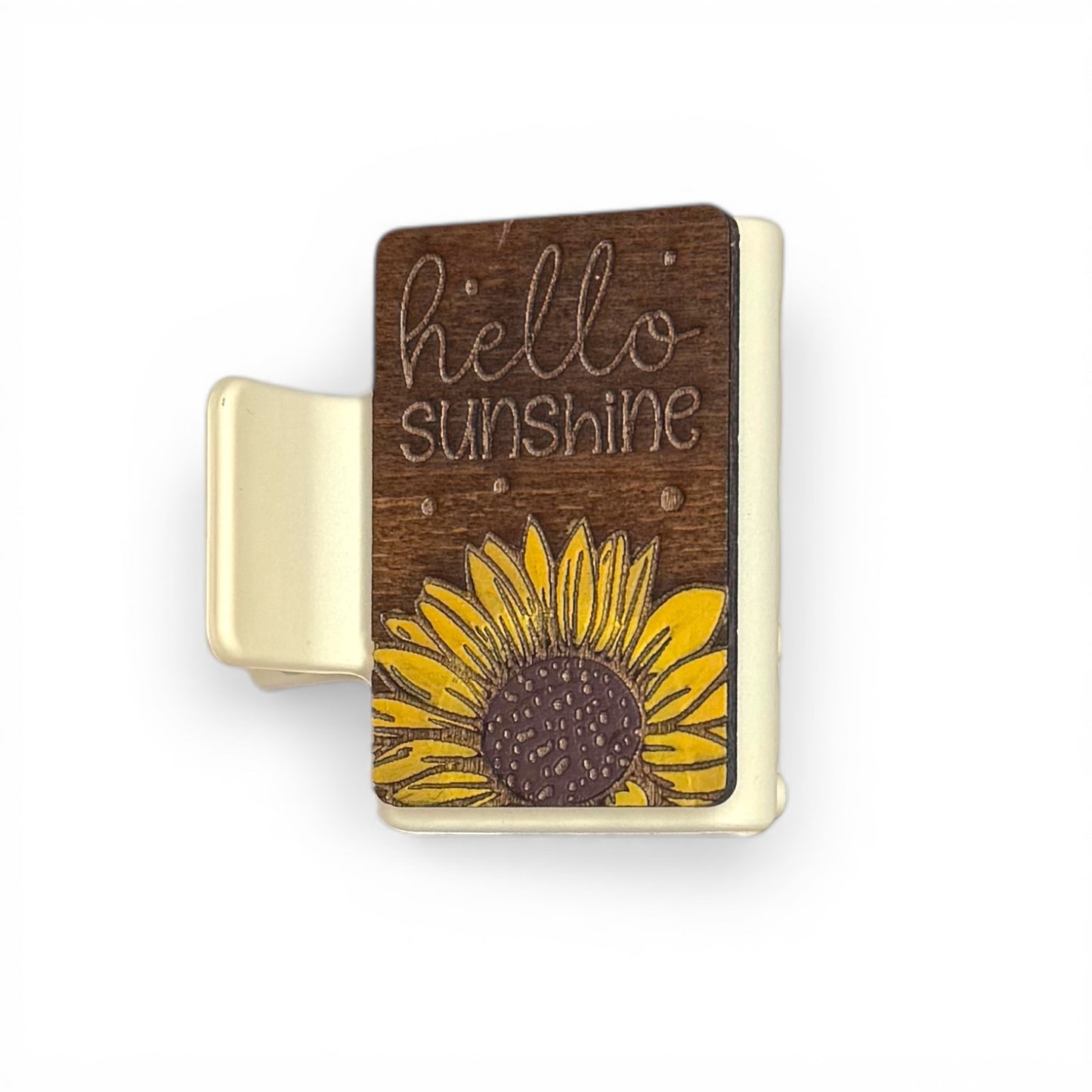 Hello Sunshine Wooden Claw Clip - Small