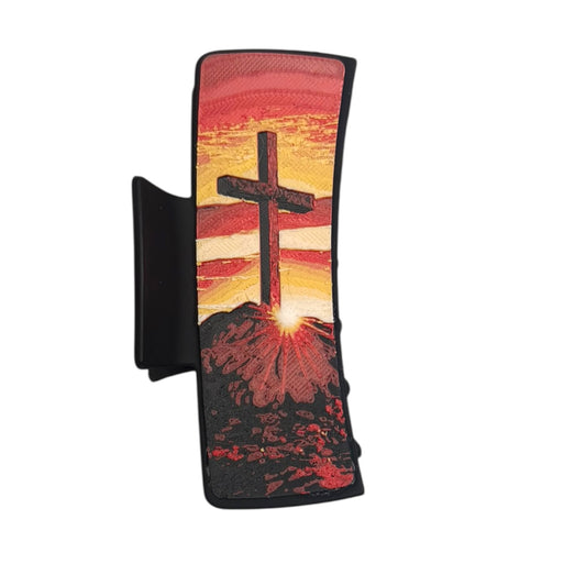 Sunrise Cross Hair Claw Clip - Large 4"