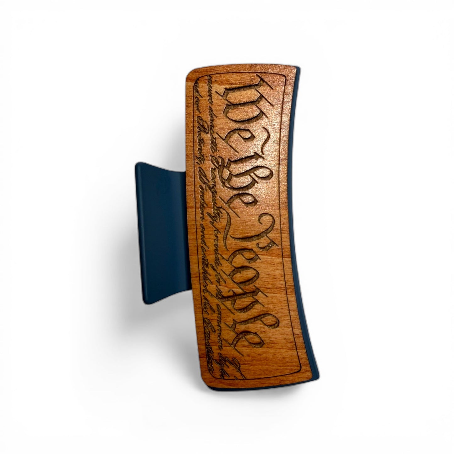 We the People Engraved Wooden Hair Clip - Large 4"
