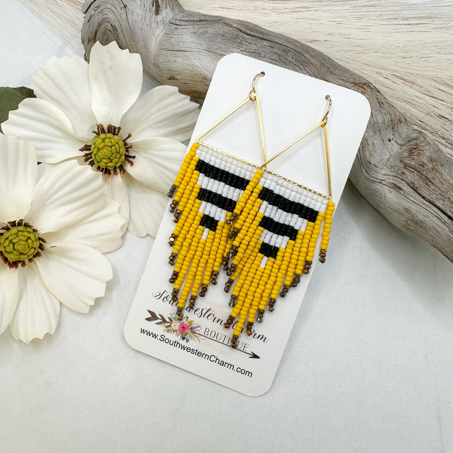 Striped Beaded Earrings