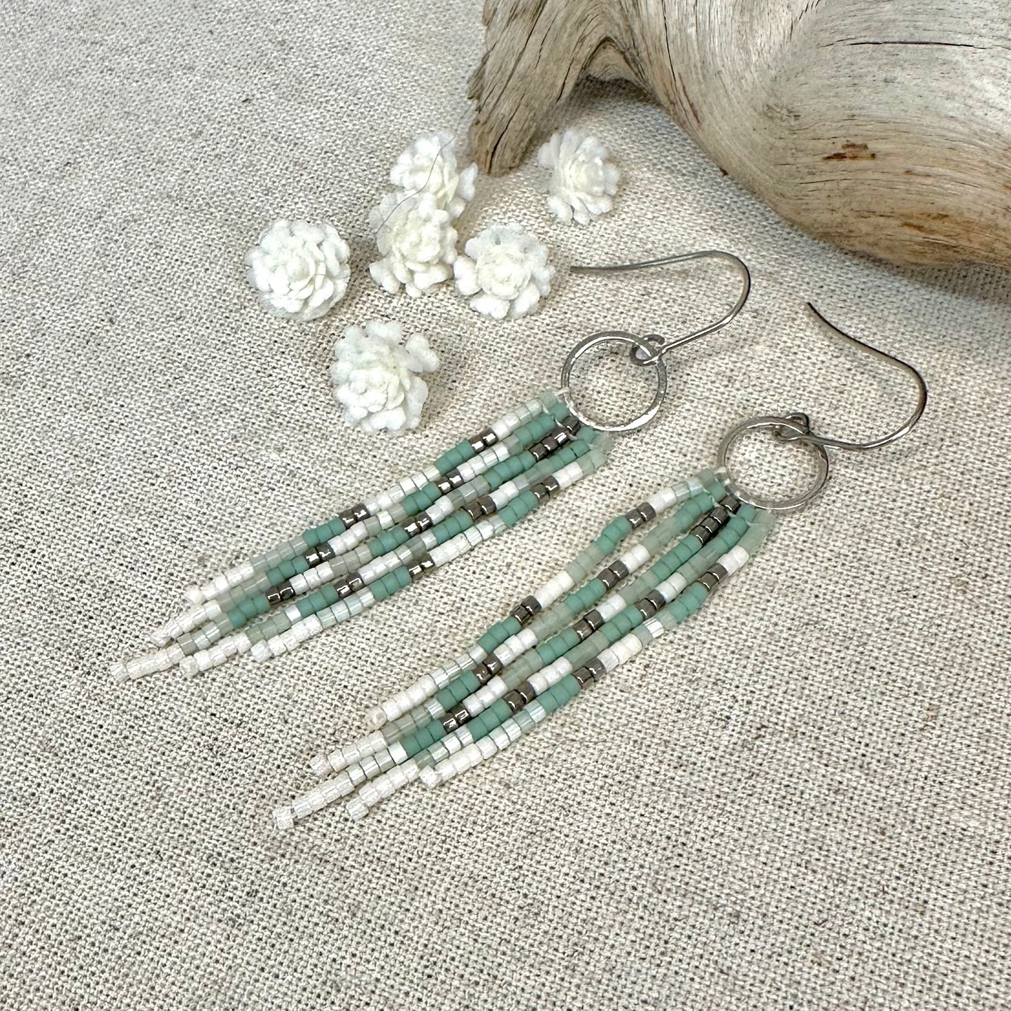 Sage beaded earrings
